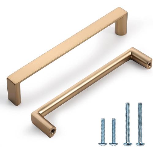 4 Pack 5 Inch(128mm) Cabinet Pulls Square Champagne Bronze Kitchen Cabinet Handles Kitchen Cabinet Hardware Gold Drawer Pulls for Dresser Cupboard Wardrobe