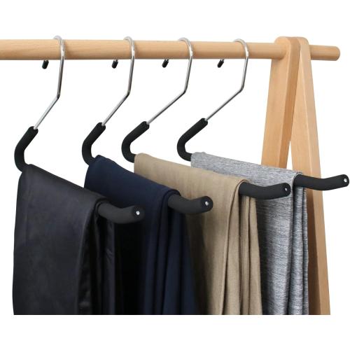 Open Ended Pants Hangers, 10 Pack Non-Slip Foam Padded Pants Hangers Space Saving Heavy Duty for Jeans, Trousers, Slacks