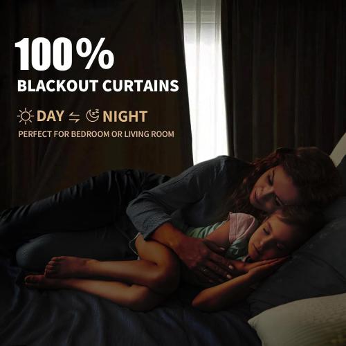 INOVADAY 100% Blackout Curtains for Bedroom, Black Out Curtains 84 Inch Long, Clip Rings Linen Blackout Drapes, Thermal Insulated Room Darkening for Living Room, 2 Panels - Cream,W50xL84