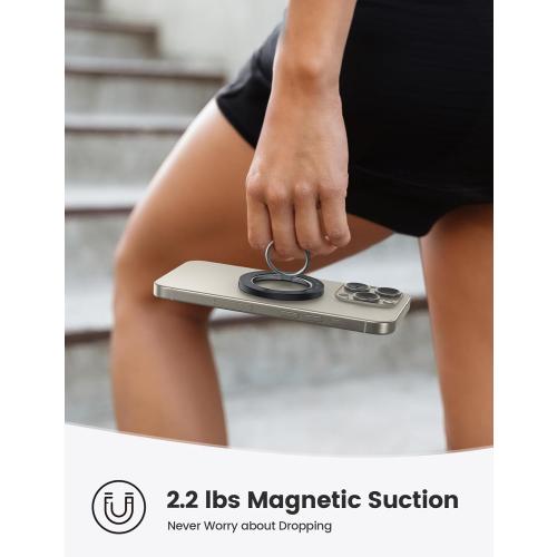 Lamicall Magnetic Phone Ring Holder for MagSafe, [Flexible 360° Rotation] Magnet Finger Ring Grip Stand Holder, Fit for iPhone 16 15 14 13 12, Pro, Pro Max, Plus, Mag Safe Accessories, Misty Black
