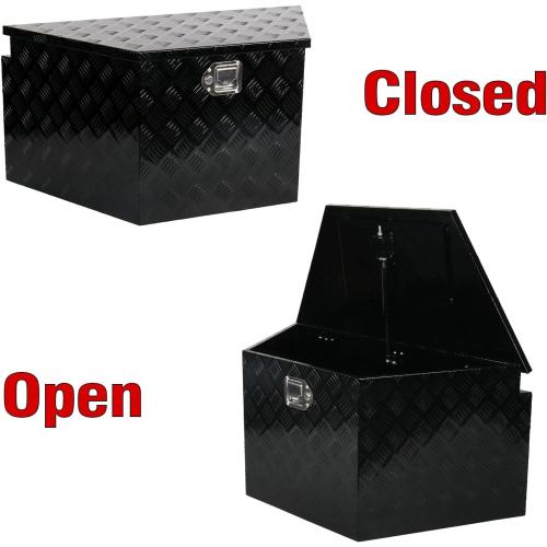 36 Inch Aluminum Trailer Tongue Tool Box 5 Bar Tread Wide Utility ToolBox for Pick Up Truck RV Storage Organizer Tool Box with Lock and Keys - 36X19X17.5 Black