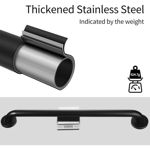 Handicap Grab Bar for Shower, Shower Handles for Elderly, Shower Grab Bars for Seniors with Concealed Screws Black