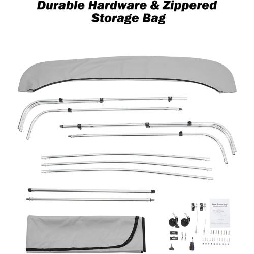 KEMIMOTO Bimini Top for Boat, Bimini Tops Cover 600D Marine Grade Canvas Boat Canopy with 6ft Length 54 in - 96 in Width 46 in Height, Includes Mounting Hardware, Straps Rear Support Poles