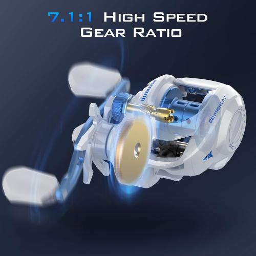 KastKing Centron Lite Baitcasting Fishing Reels with 7.1:1 Gear Ratio | Max Drag: 15.4 lb, 5 1 Anti-Reverse BB, 7.6 oz, Lightweight Glass Fiber Infused Nylon Frame, 10-Button Magnetic Brake
