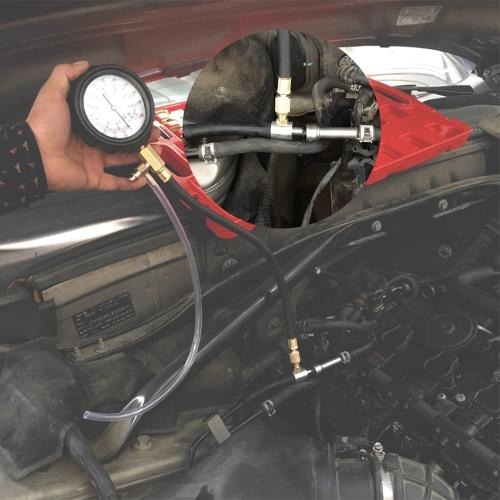 0-140PSI Fuel Injector Injection Pump Pressure Tester, Fuel Pressure Tester Kit, Universal Fuel Pump Pressure Tester Gasoline Car Truck Motorcycle Diagnostic Tool