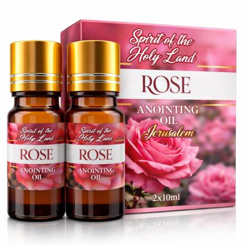 Biblical Rose of Sharon Anointing Oil from Jerusalem 2 Bottles x 10 ml | Devotional Holy Oil for Prayer and Blessing, Religious Gift Box
