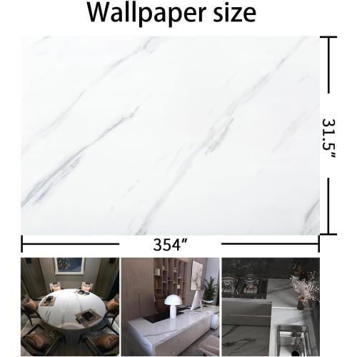 Large White Marble Granite Wallpaper Peel Stick Thicken 31.5x354inch Waterproof Furniture Sticker Self-Adhesive Contact Paper Marble Vinyl Wrap for Countertop Fireplace Backsplash DIY Wall Sticker