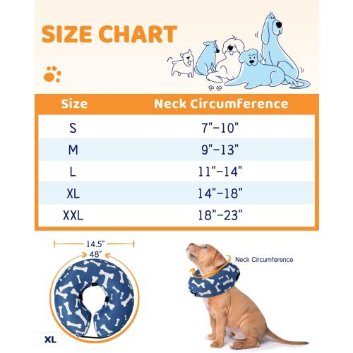 Supet Inflatable Dog Cone Alternative After Surgery - Neck Donut Recovery E-Collar for Neuter - Soft Cone for Small, Medium, Large Dogs