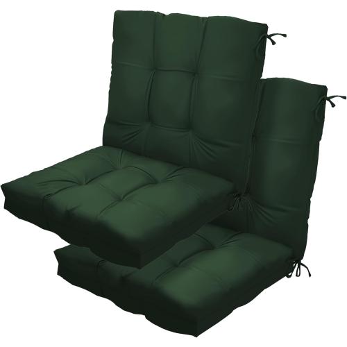 Outdoor High Back Chair Cushions 42x 21 x 4, Waterproof Patio Chair Cushions, Fade Resistant Seat Cushion for Outdoor Furniture, Porch, Balcony and Indoor (Dark Green, 2)