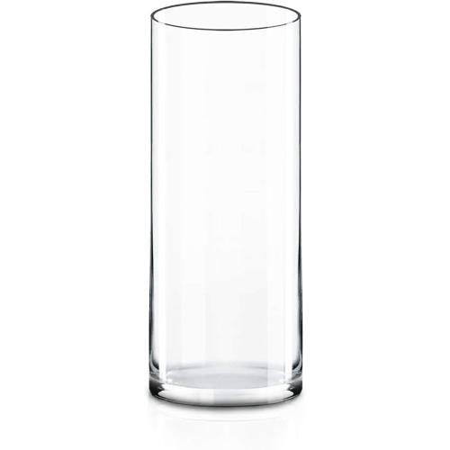 CYS EXCEL Cylinder Clear Glass Vase (H-16 D-6) | Multiple Size Choices Glass Flower Vase Centerpieces | Hurricane Floating Candle Holder Vase
