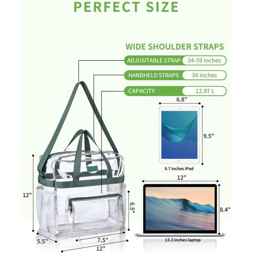 Bagenius Clear Bag Stadium Approved, 12x6x12 Clear bag for Stadium Events, Women's Top-Handle Bags for Concert Festival Work