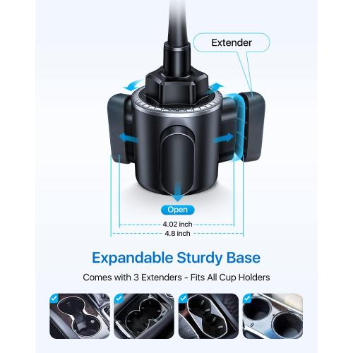 andobil Military-Grade Cup Phone Holder for Car/Truck, [2026 Enhanced] 13 360° Adjustable Gooseneck w/Anti-Shake Car Mount, Universal Car Phone Holder for iPhone/Samsung/Pixel All 4.0-7.0 Devices
