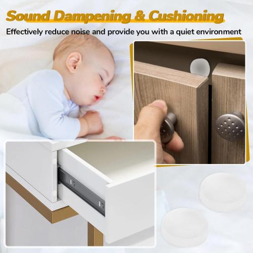 100 Pieces Cabinet Bumpers Clear Rubber Bumpers Self Adhesive, Soft Cabinet Door Bumper Pads, Sound Dampening Bumpers, Kitchen Cabinet Pads for Drawers, Picture Frames, Cupboard, 10mm x 3mm