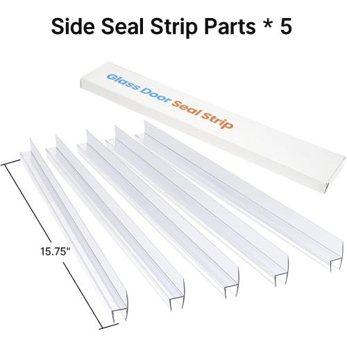 AmazerBath 5 PCS Shower Door Side Seal Strip for 1/2 Inch Glass - 15.75 Inches x 5, 5 Sections Segmented Shower Installation Kit, Frameless Glass Door Seal Strip