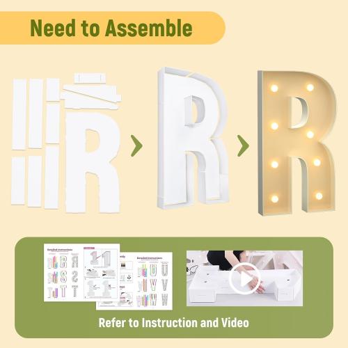 Mixifox 3FT Marquee Letters R, Large Light Up Letters 3 Feet Tall with Lights, Big Letter for Wedding, Engagement, Graduation, Birthday Party Decorations, Pre-Cut Foam Board Kit