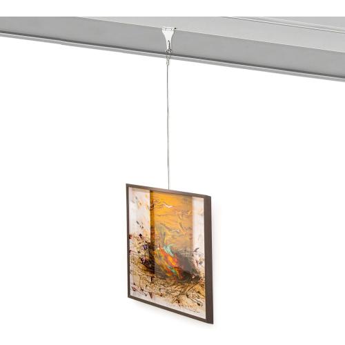 Okllen 20 Pack Picture Rail Hooks and Wire, Picture Rail Hanging System, 3ft Length Picture Hanging Wire with Loop & Adjustable Wire Hooks Kit, Silver