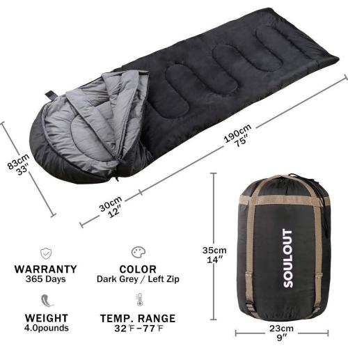 3-4 Season Sleeping Bag for Adults & Kids, Lightweight Warm Cold Weather Camping Bag with Waterproof Compression Sack – Portable for Hiking, Backpacking, Traveling & Outdoor Adventures