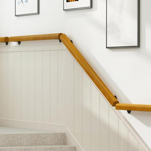 10FT Wooden Stair Railing Indoor, Wall Railings for Stairs, Hand Rails for Indoor Stairs, Non-Slip Stair Handrail for Home Garden Corridor Lofts Kindergarten Guardrail(4 Sections, 4 x 2.5FT)