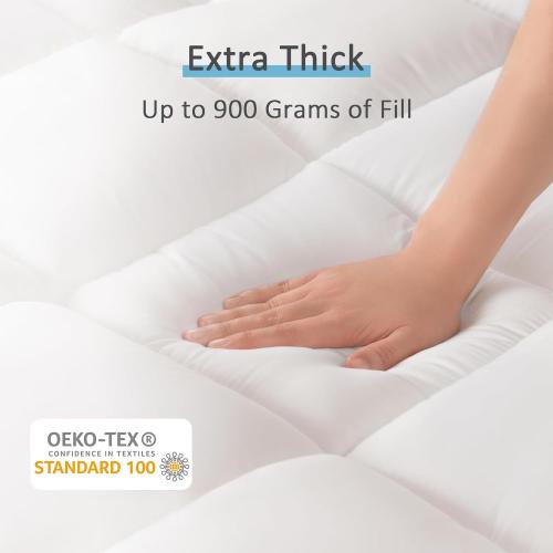 Dual Layer 4.5 Inch Memory Foam Mattress Topper Queen, 2.5 Inch Cooling Memory Foam, 2 Inch Thick Pillow Top Mattress Pad Cover for Hard Bed, Soft Fluffy & Pressure Relief & Medium Support