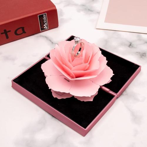 Engagement Ring Box,Ring Rose Box Surprise Jewelry Storage Holder for Woman as Proposal Engagement Wedding Ring Jewelry Gift ect.