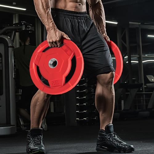 Color Coded 2-Inch Rubber Coated Olympic Grip Plate for Barbell,Solid Cast Iron Weight Plates for Strength Training,Weightlifting,Crossfit, Home Gym, 2.5/5/10/15/25/35/45 LB, Single and Pair