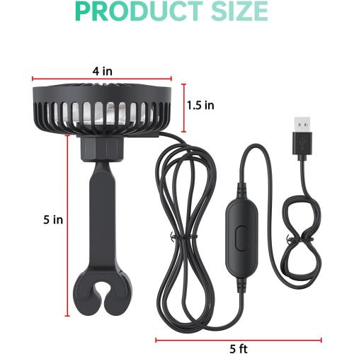 TriPole Car Fan for Rear Seat USB Powered Powerful 3 Speed 5V Fan with Adjustable Clip for Vehicles SUV RV
