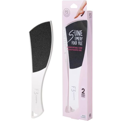 S-Line Emery Foot File, Colossal Double-Sided Pedicure Tool, Effective for Cracked Heel, Ergonomic Design for Easy Grip (White)
