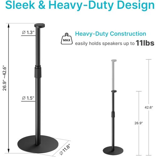 Speaker Stand Compatible with SONOS Era 300 and Era 100, Height Adjustable up to 42.6'', Floor Stand with Cable Management, Speaker Mount, Black, 1 Pack