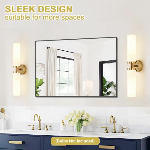 Wall Sconces Set of Two, Hardwired Brushed Gold Bathroom Sconces Wall Lighting with Milky White Glass, Modern Sconces Wall Decor Set of 2 Bathroom Light Fixtures for Mirror Living Room Hallway Bedroom