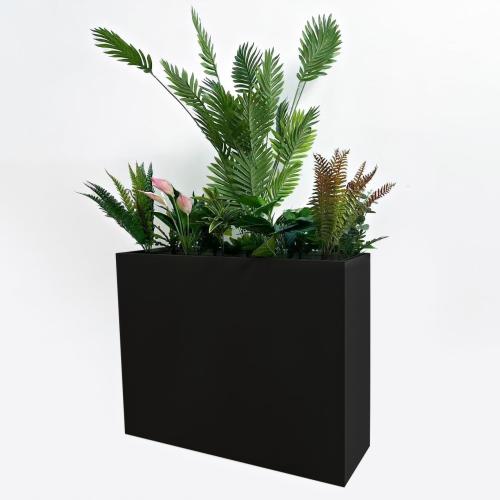 38 L x 13 W x 30 H Metal Tall Rectangular Planter - Large Planter Box for Outdoor Patio/Porch Modern Design for Plants, Flowers, Garden,Spliced Flower Pot (Black)