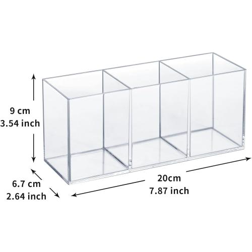 elysolpluv Clear Acrylic Silverware & Pen Organizer Caddy, Transparent Plastic Silverware Holder, Perfect for Office, Bedroom, and Bathroom Storage
