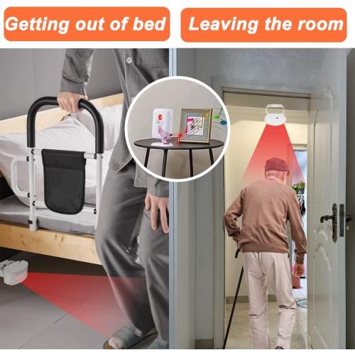 Upgraded Version Bed Sensor Alarm and Fall Prevention for Elderly/Dementia and More,Caregiver Pager Motion Sensor Alert with 5 Volume Level,Bed Alarm for Elderly Adults Wireless