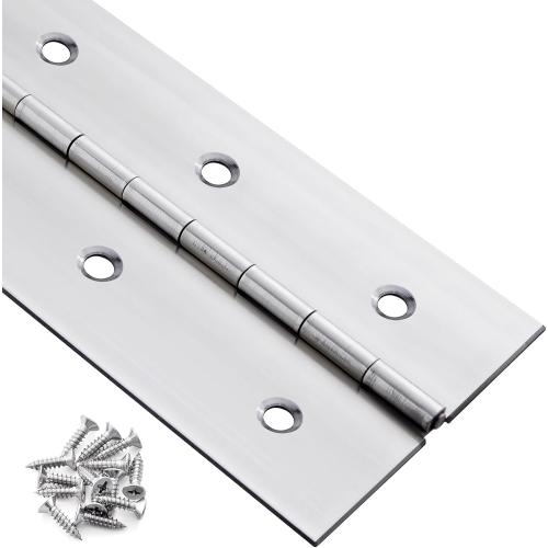 Heavy Duty Piano Hinge 48 Inch x 3 Inch Stainless Steel Continuous & Piano Hinges with Holes, 48 Continuous Hinges for Cabinet, Door, DIY Wood Boxes, 0.060 Leaf Thickness, 3 Open Width