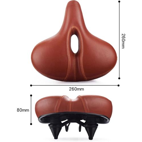 Chaunts Brown Bike Seat Cushion Oversized Bike Seat Comfortable Bicycle Bike Saddle Universal Replacement Beach Bike Saddle(Black) (Brown)