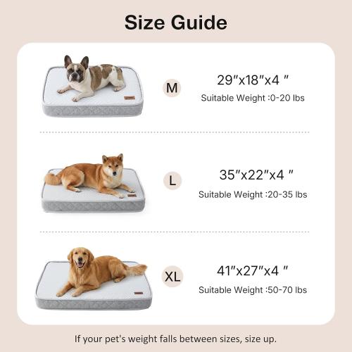 ZOMISIA Breathable Orthopedic Dog Bed for Medium Dog, Reversible Warm & Cooling Dog Bed Mattress for All Season, 4 Thick Honeycomb Supportive Pet Bed with Detachable Non-Slip Bottom, Waterproof Cover