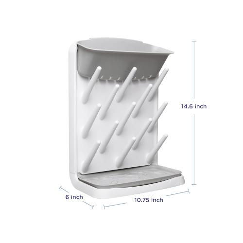 Ubbi Vertical Baby Bottle Drying Rack, Space Saving Countertop Drying Rack Baby Accessory, Gray