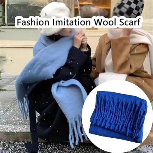 Fashion Imitation Wool Scarf, Chunky Scarf Tassel Soft Scarf, Winter Oversized Thick Warm Scarf