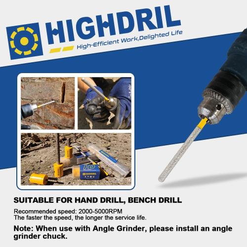 HIGHDRIL Tuck Point Pin Diamond Bit - 2pcs 4 5/8 Length x 1/4 Round Shank Diamond Glitter Bit for Wet/Dry Removing Old Mortar Grinding/Shaping Masonry,Stone,Concrete,Inside Corners