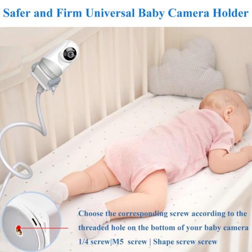 Baby Camera Monitor Mount Flexible Holder Stand Compatible with Momcozy,HelloBaby HB6550/HB65/HB66/HB6560/iFamily,Blemil,GoodBaby,OKAIDI,ANMEATE, Infant Optics Cameras and with 1/4 Cameras Clip Mount