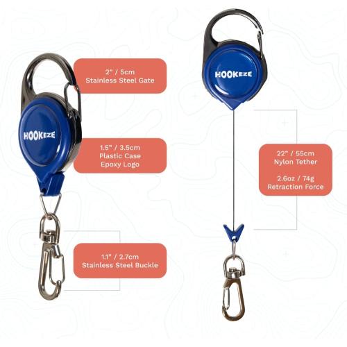 HOOK-EZE Fly Fishing Zinger Retractor for Anglers Vest, Pack of 3 - Fishing Gear and Equipment for Nippers, Forceps, Fly Float Ant, Belt Loops & Backpack .. missing 1