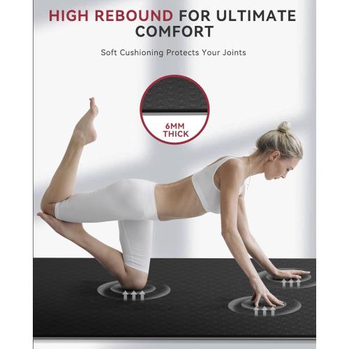 HAPBEAR Large Yoga Mat - 72x36x6mm (1/4 inch), Extra Wide Non-Slip Exercise Mat for Home Workout, Yoga, Pilates & Stretching, Durable & Eco-Friendly, Includes Bonus Resistance Bands & Carry Bag