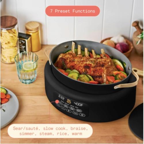 10-in-1 6Qt Electric Multi-Cooker – Slow Cooker, Rice Cooker, Steamer & More | Touch Control, Oven-Safe, Dishwasher-Safe (Black)