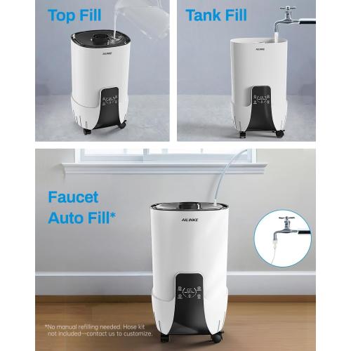Humidifier large room 16L/4.2Gal - AILINKE Whole house Humidifier for Home 2000 sq.ft. with 3 Atomizers, Ultrasonic Cool Mist Humidifiers for Bedroom with Extension Tube, White