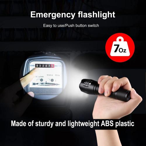 2 PCS USB Rechargeable Flashlights, 8381 High Lumens Lights, 3 Modes, Zoomable & Waterproof Super Bright Flash Light for Camping, Hiking, Emergency Hurricane(5.1 in)