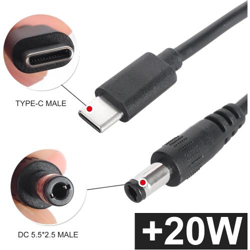 USB C to DC 5.5mm x 2.1mm Power Cable Cord, USB C Input to DC 12V Out Charging Cable, Work with PD Charger and PD Power Bank, Output DC 12V 3A MAX 36W