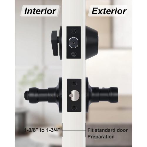 Lanwandeng Keyed Alike Front Door Lever Lockset with Single Cylinder Deadbolt Combination Set, All Keyed Same Exterior Door Handle with Lock and Deadbolt, Matte Finished