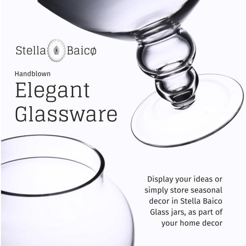 Large Glass Apothecary Jars with Lid, Clear Glass Candy Jar for Candy Buffet, Decorative Glass Jar for Party, Wedding and Home Decor, Elegant Glass Candy Canister (Height: 15, Diameter: 6.3)