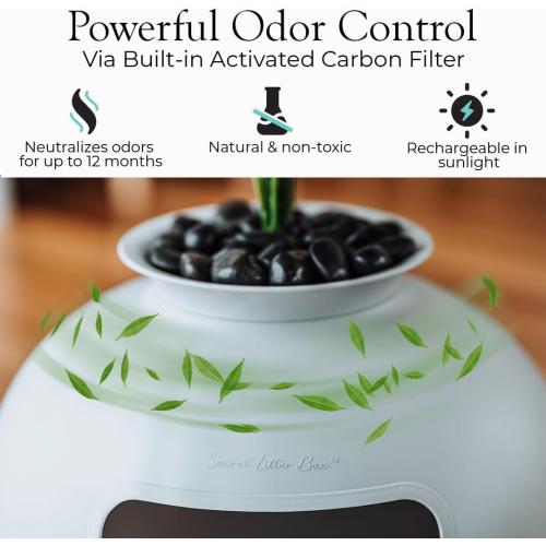 Secret Litter Box by Bundle & Bliss - Hidden Litter Box Enclosure, Patented Design with Odor Control,(NOT INCLUDED Faux Plant, Carbon Filter and Real Stones) Vivid White