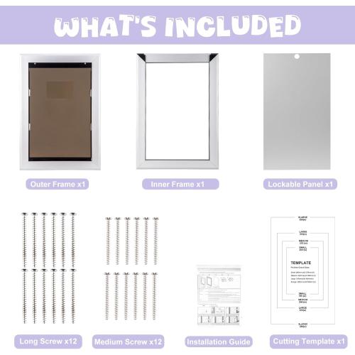 Durable Pet Door, Aluminum Door for Dog and Pets, Large Doggie Door with Automatic Closing Magnetic Flap, Ideal for Interior and Exterior Doors, Screen and Wall, Weather Resistant