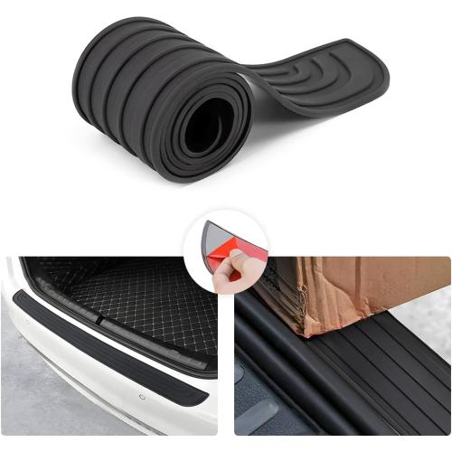 Car Rear Bumper Protector Guard - Anti-Scratch, Non-Slip, 40.9in Black Rubber Accessory